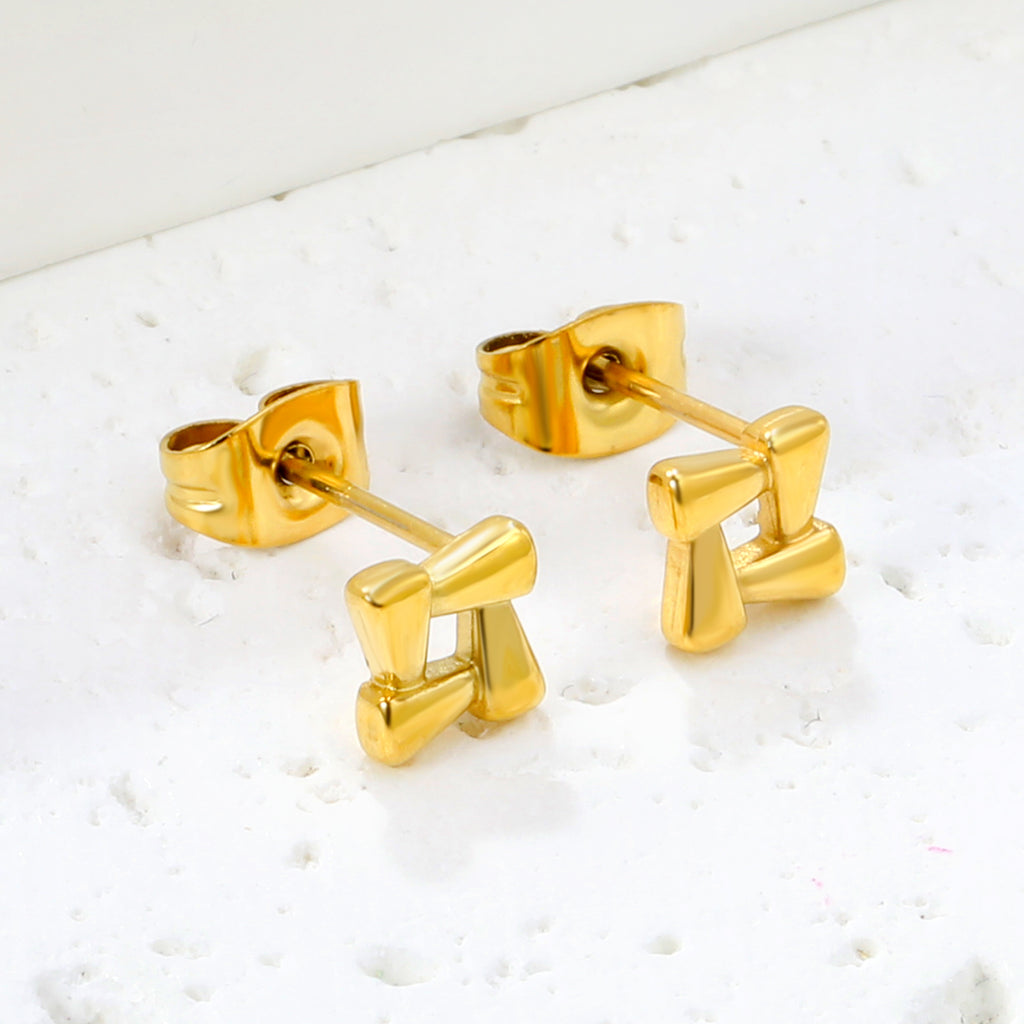 Gold Woven Geometric Stud Earrings
