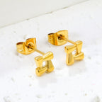 Gold Woven Geometric Stud Earrings
