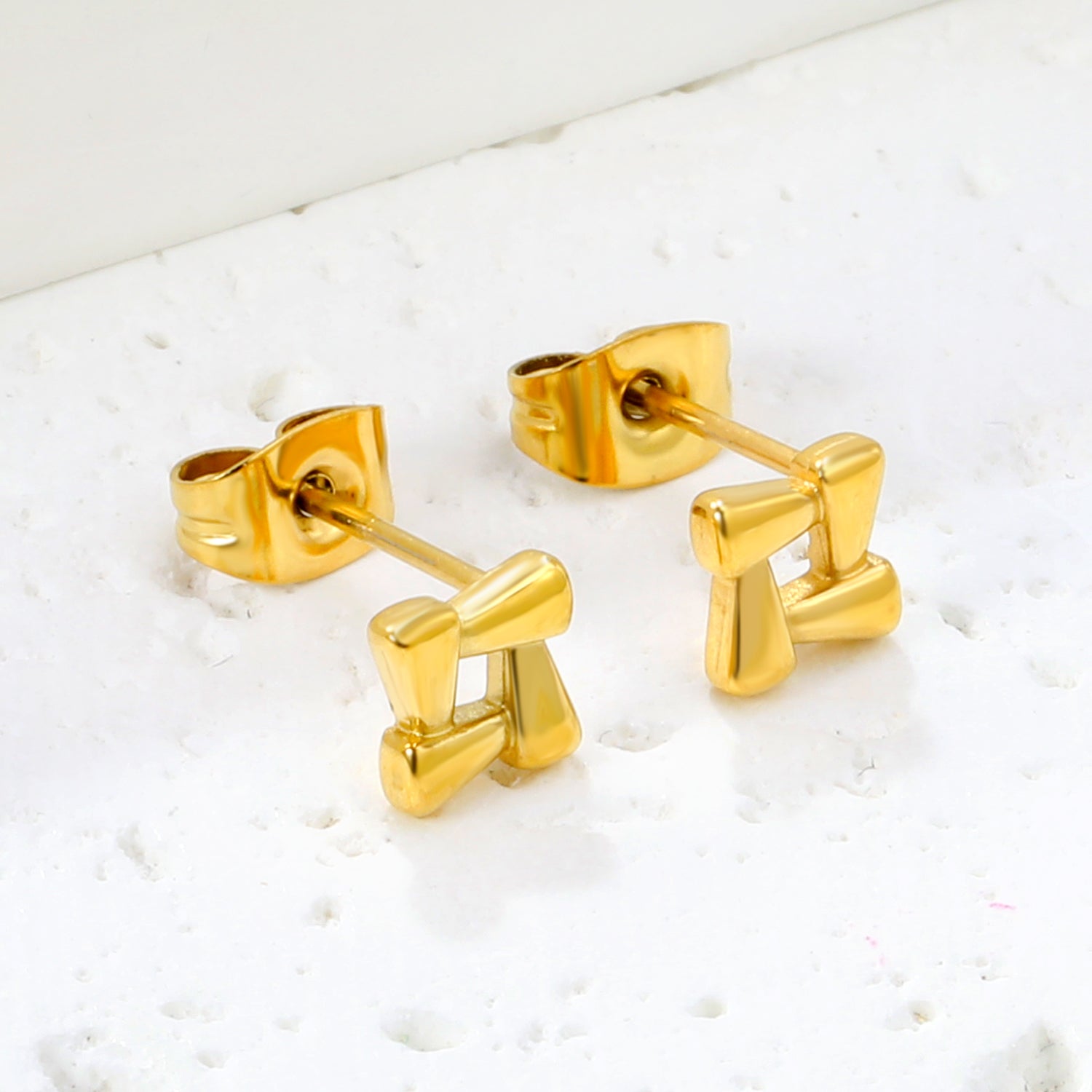 Gold Woven Geometric Stud Earrings