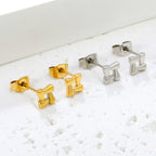 Gold Woven Geometric Stud Earrings