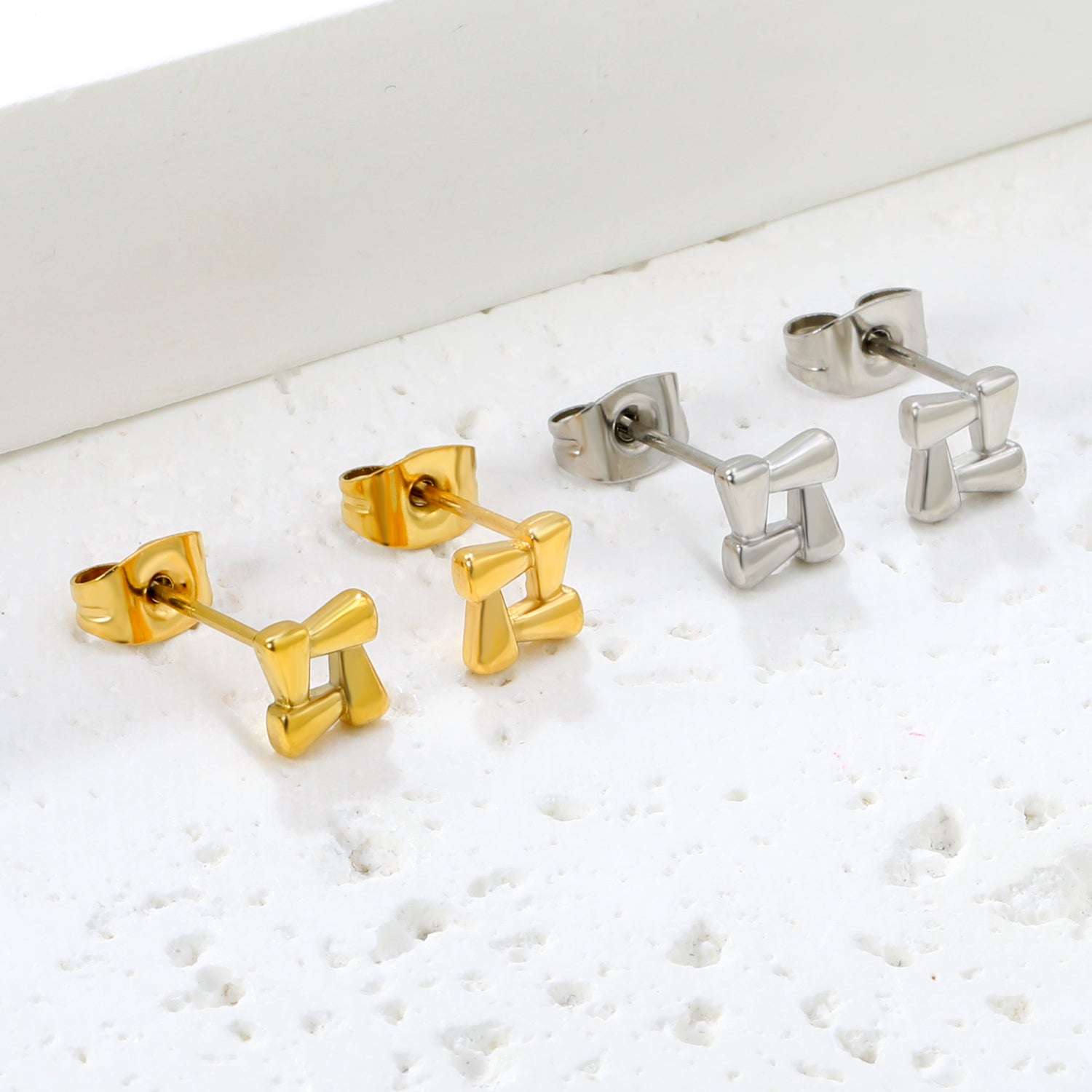 Gold Woven Geometric Stud Earrings