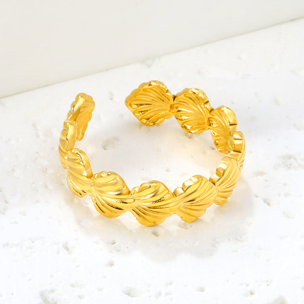 Scallop Seashell Gold Adjustable Ring