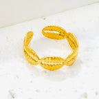 Linked Cowrie Shell Gold Adjustable Ring