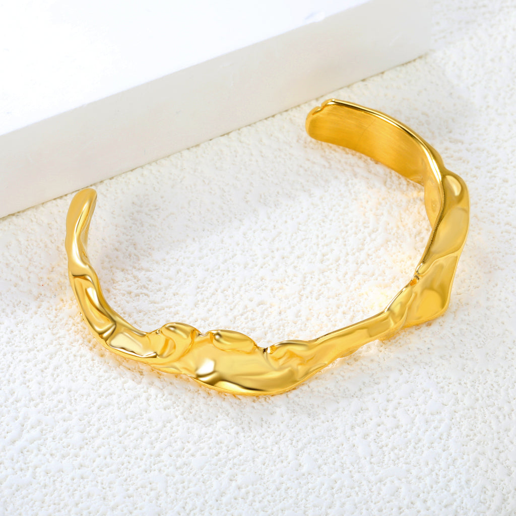 Molten Gold Abstract Cuff Bracelet