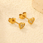 Crystal Pavé Heart Stud Earrings