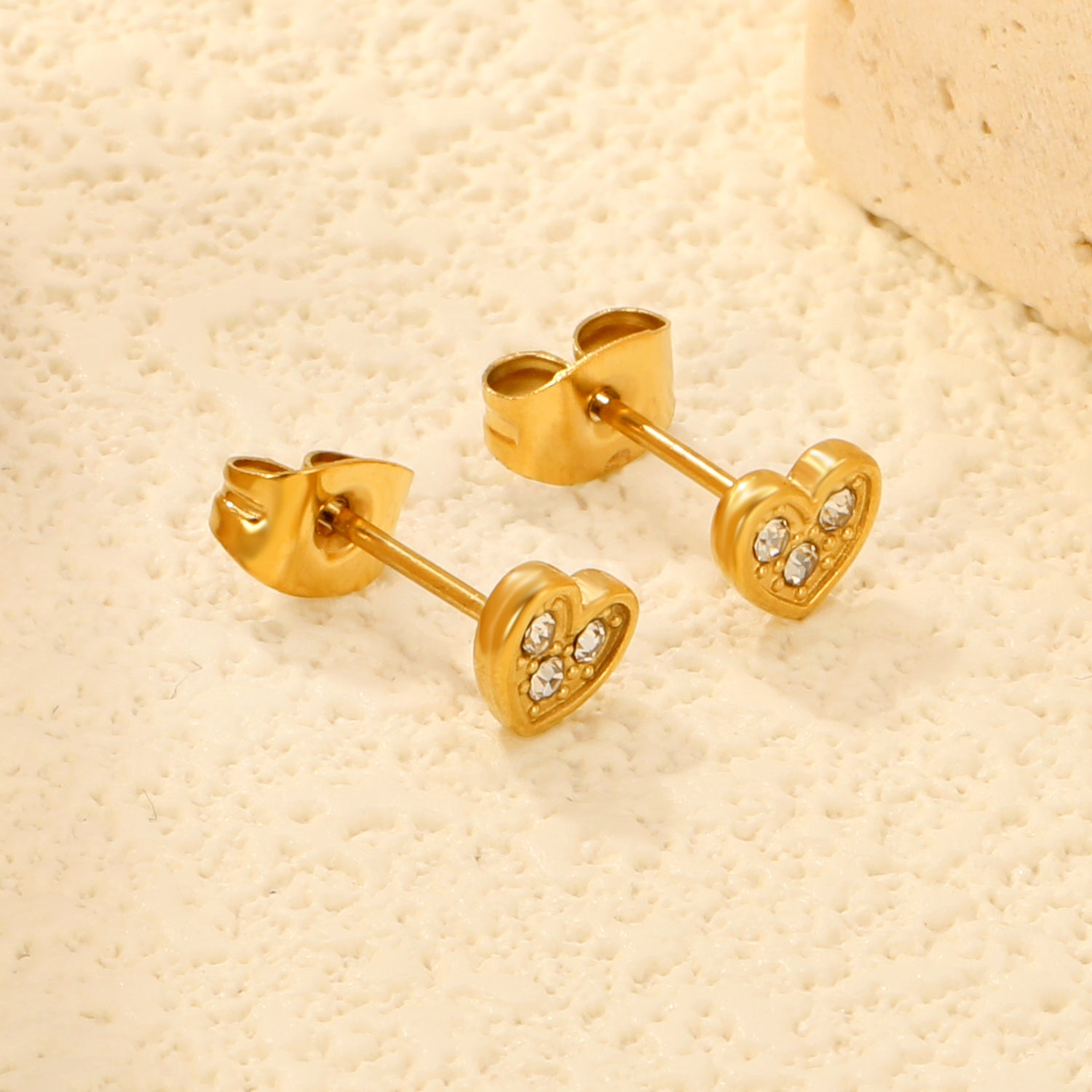 Crystal Pavé Heart Stud Earrings