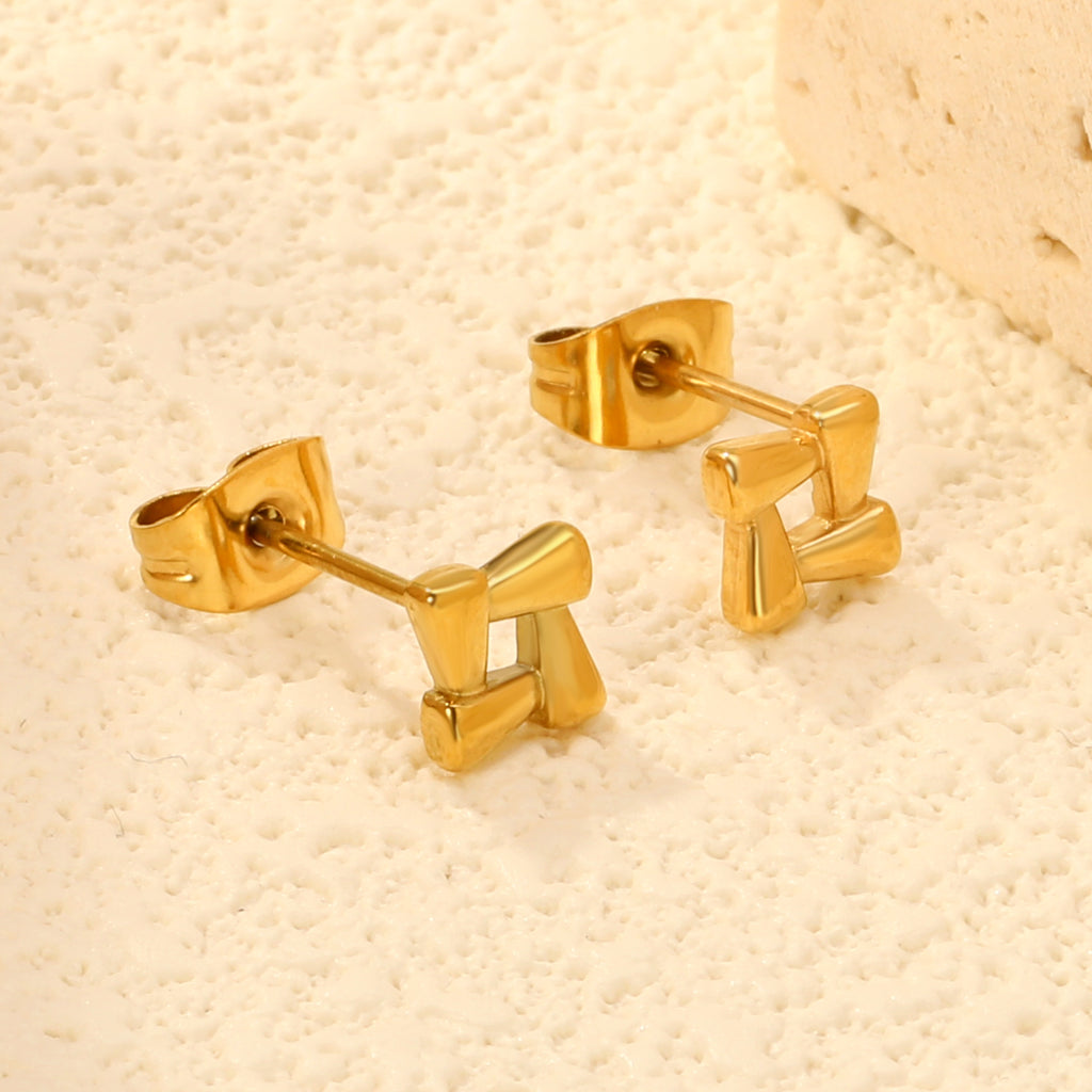 Gold Woven Geometric Stud Earrings