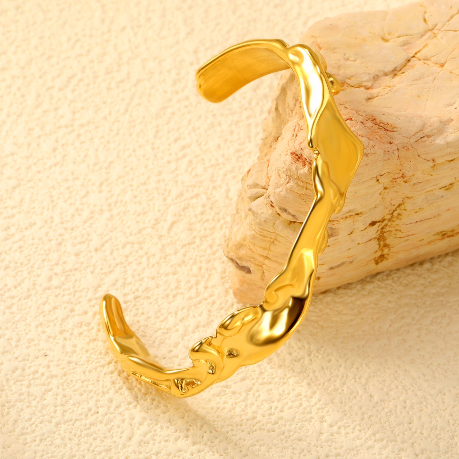 Molten Gold Abstract Cuff Bracelet