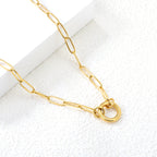 Gold Paperclip Chain Necklace with Toggle Clasp
