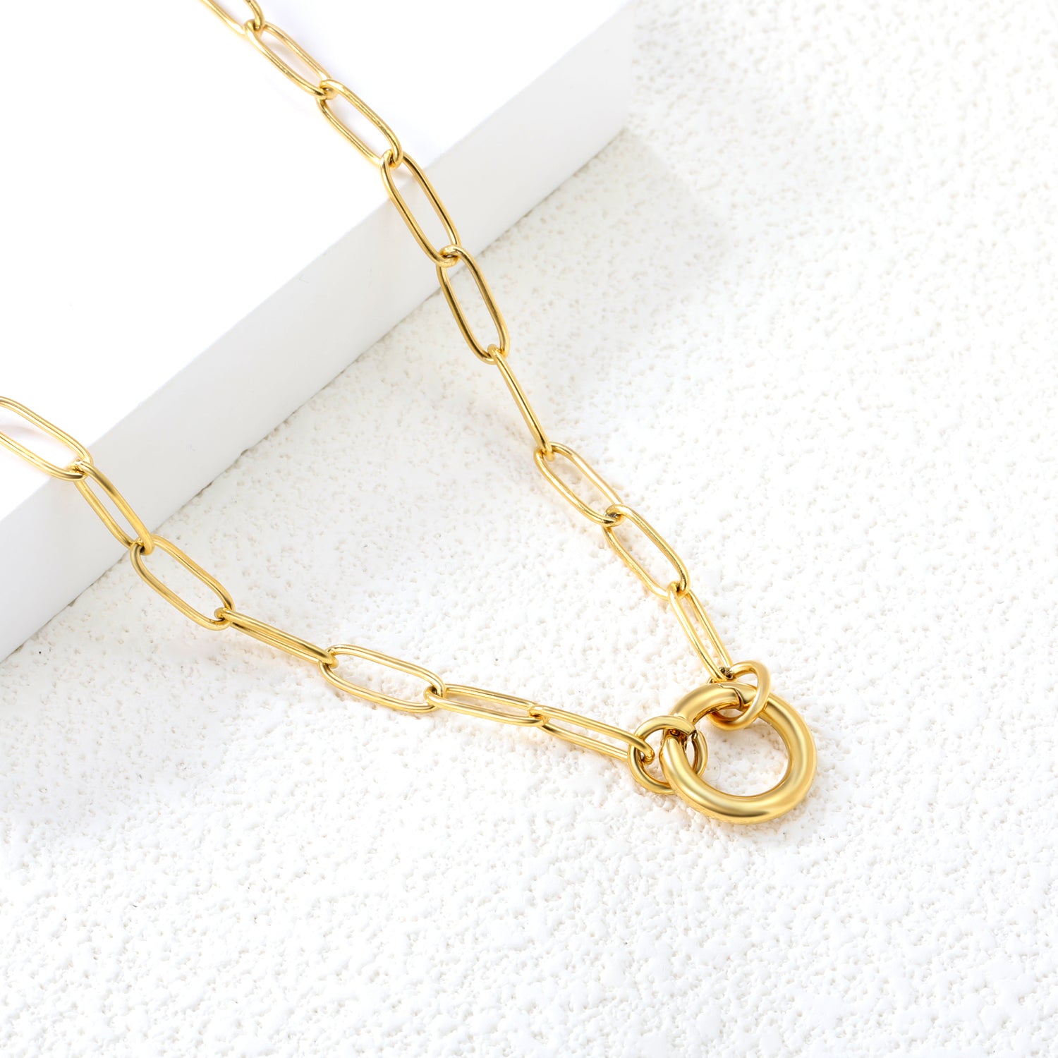 Gold Paperclip Chain Necklace with Toggle Clasp
