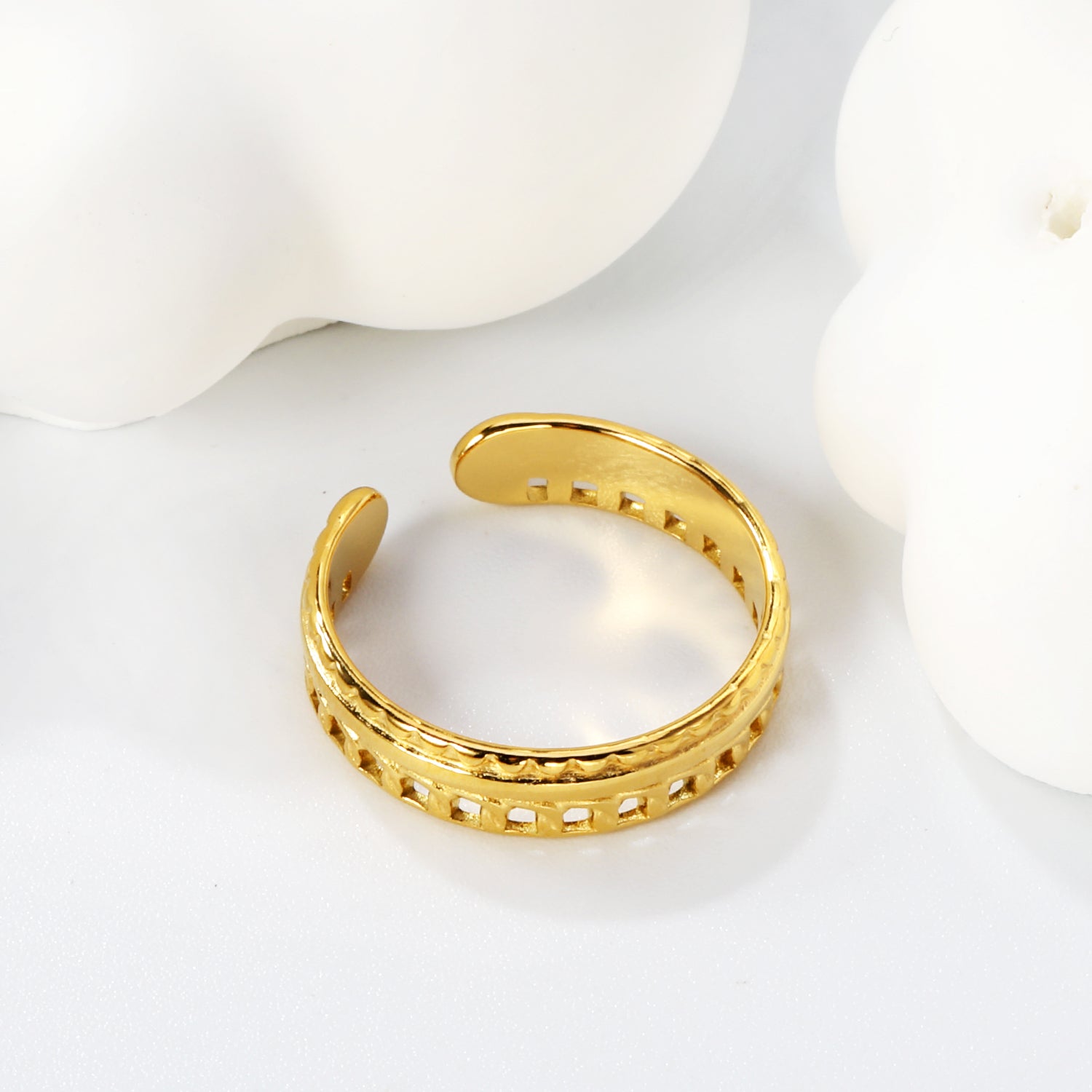 Intricate Pattern Gold Adjustable Ring