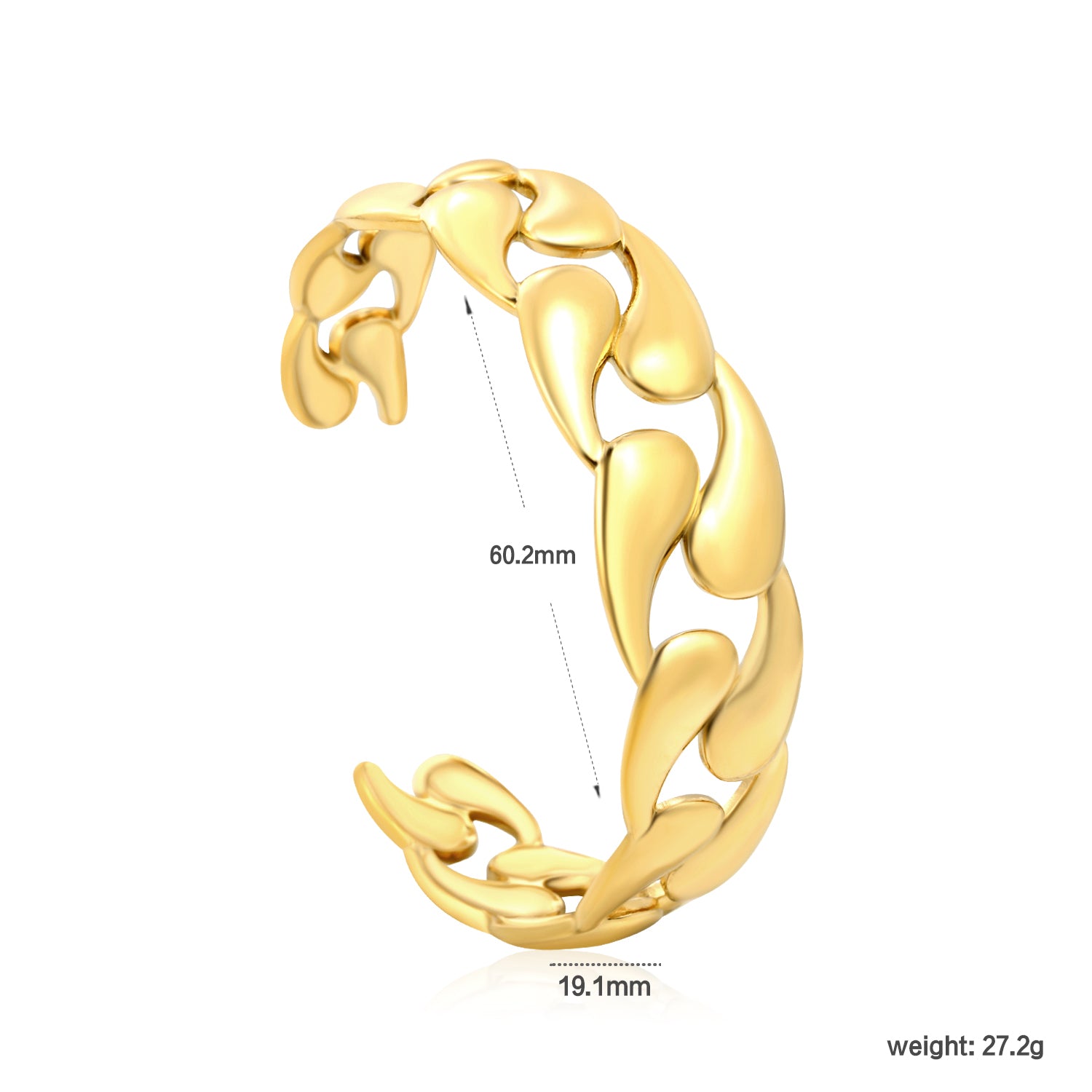 Chunky Curb Chain Gold Cuff Bracelet