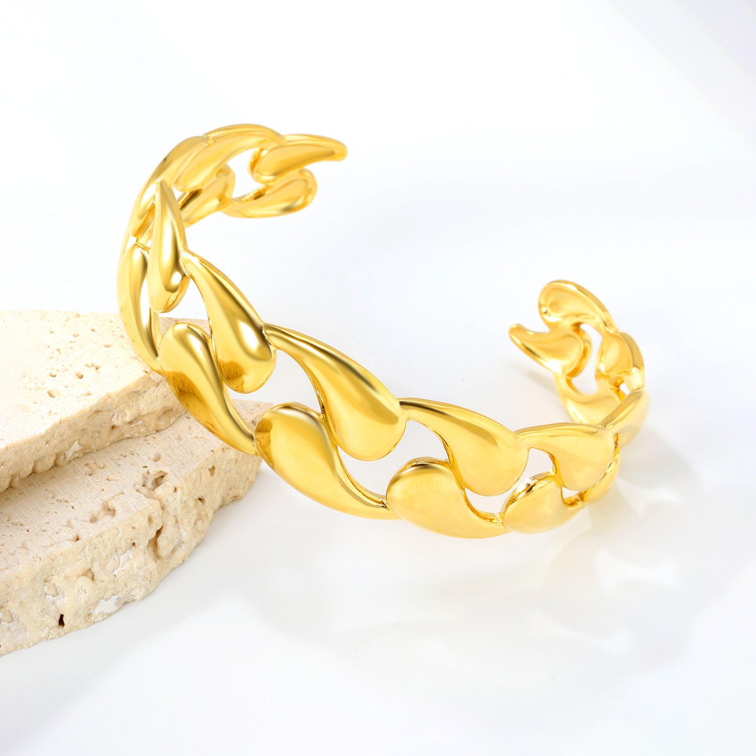 Chunky Curb Chain Gold Cuff Bracelet