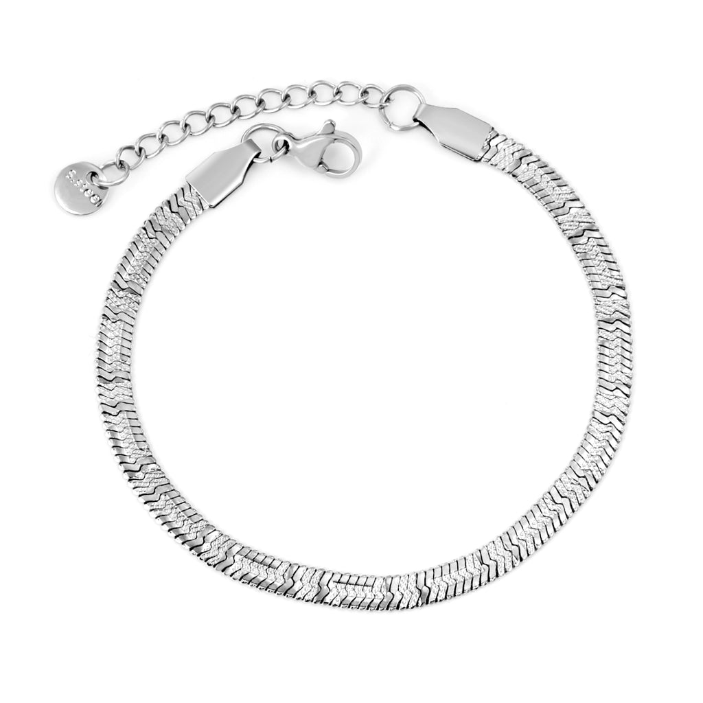 Silver Herringbone Bracelet - Anti-Tarnish Stainless Steel