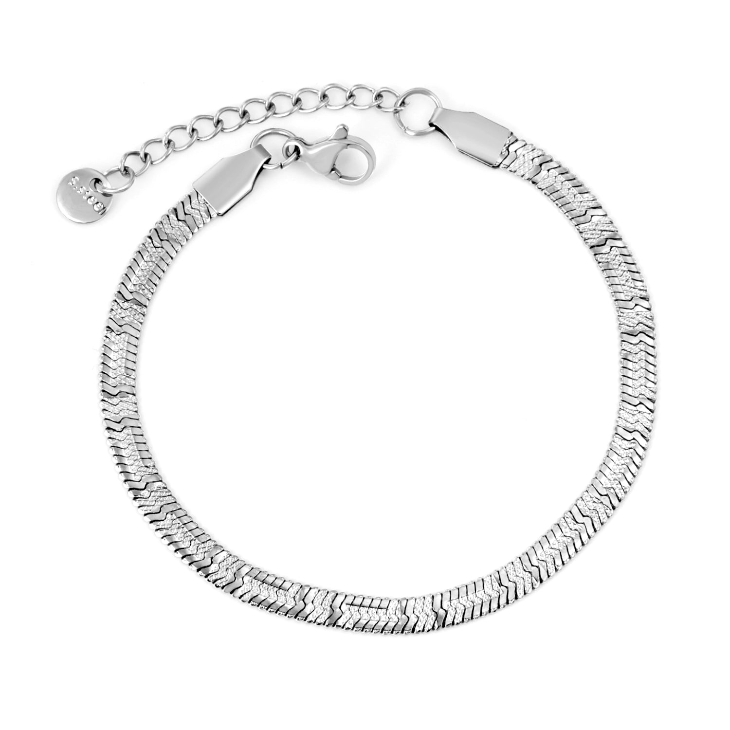 Silver Herringbone Bracelet - Anti-Tarnish Stainless Steel