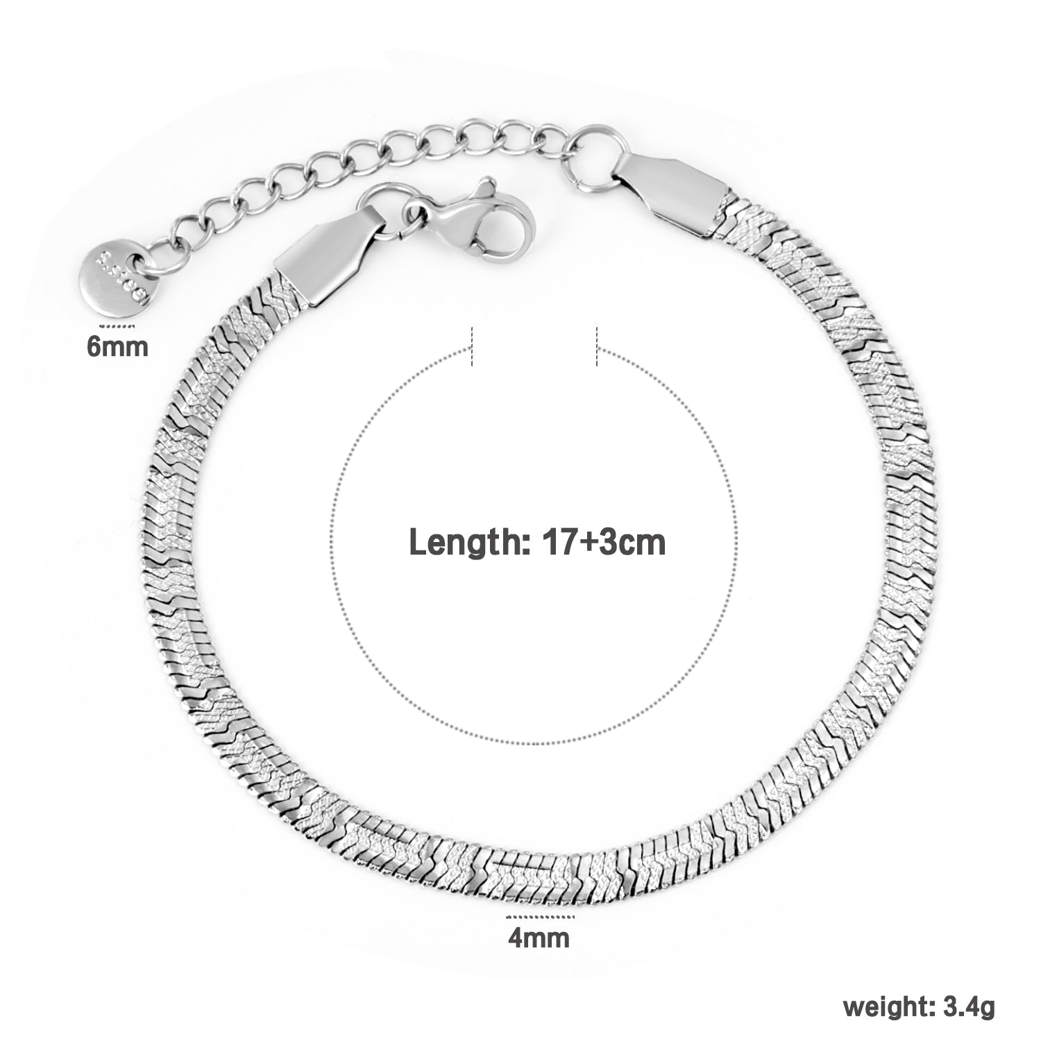 Silver Herringbone Bracelet - Anti-Tarnish Stainless Steel