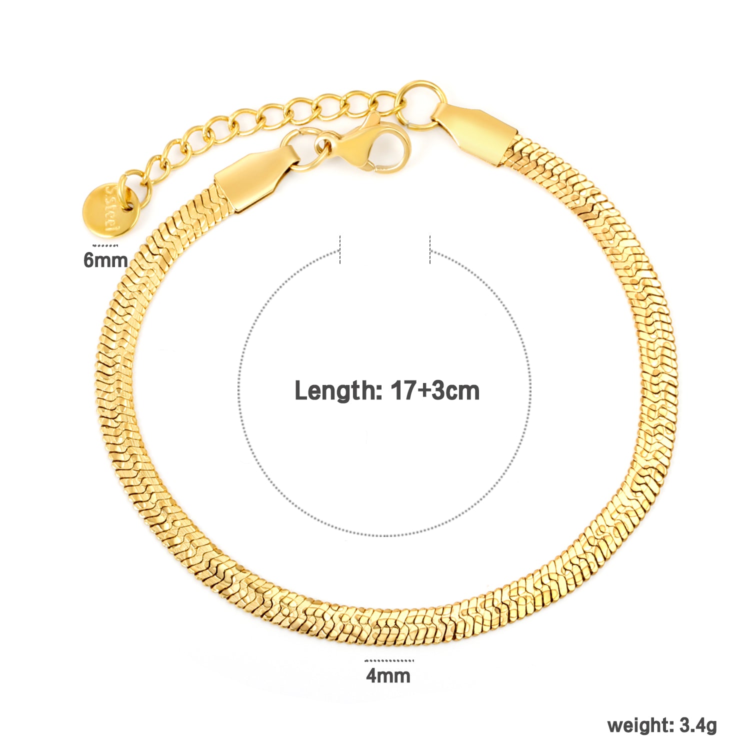 Herringbone Bracelet - 18k Gold Plated Stainless Steel