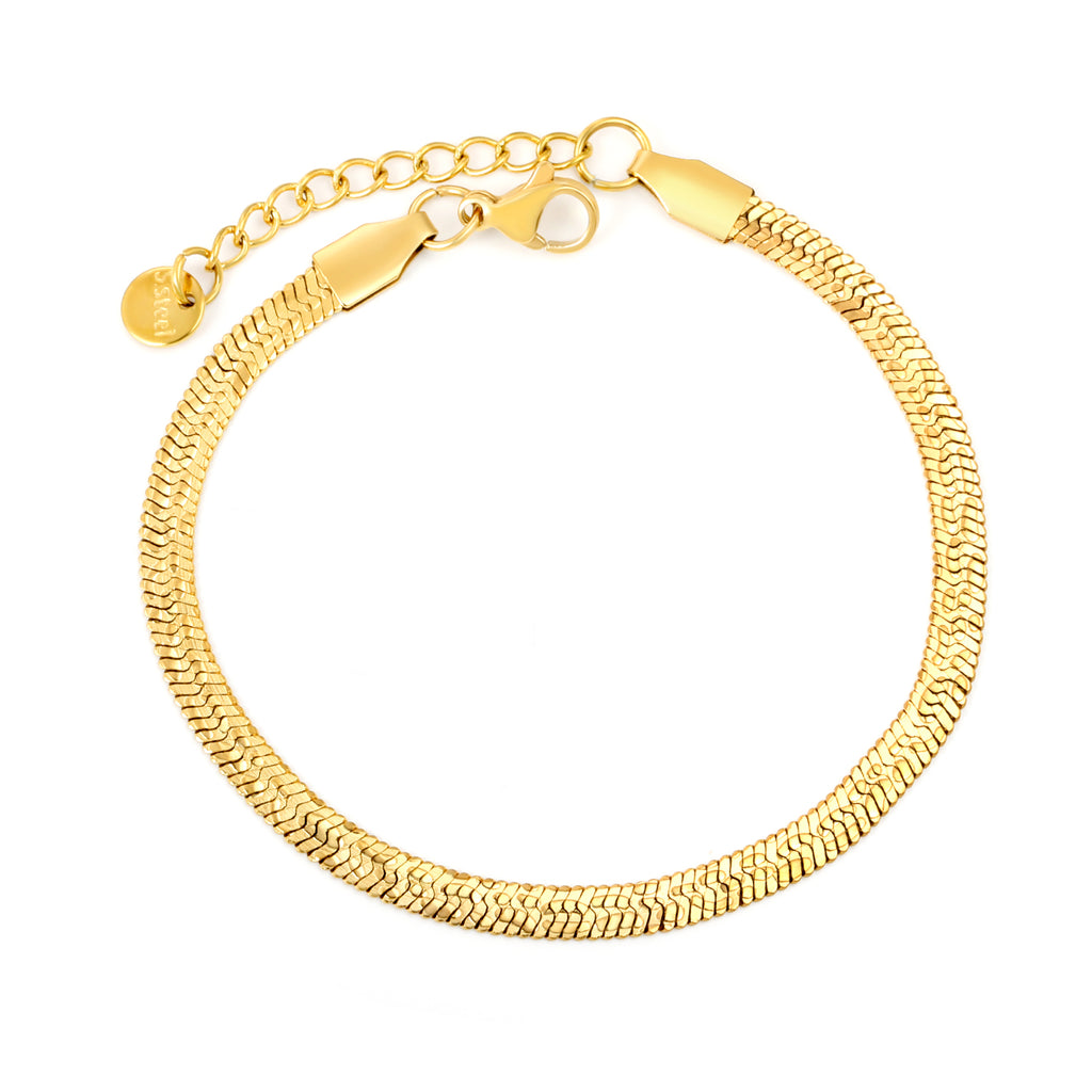 Herringbone Bracelet - 18k Gold Plated Stainless Steel