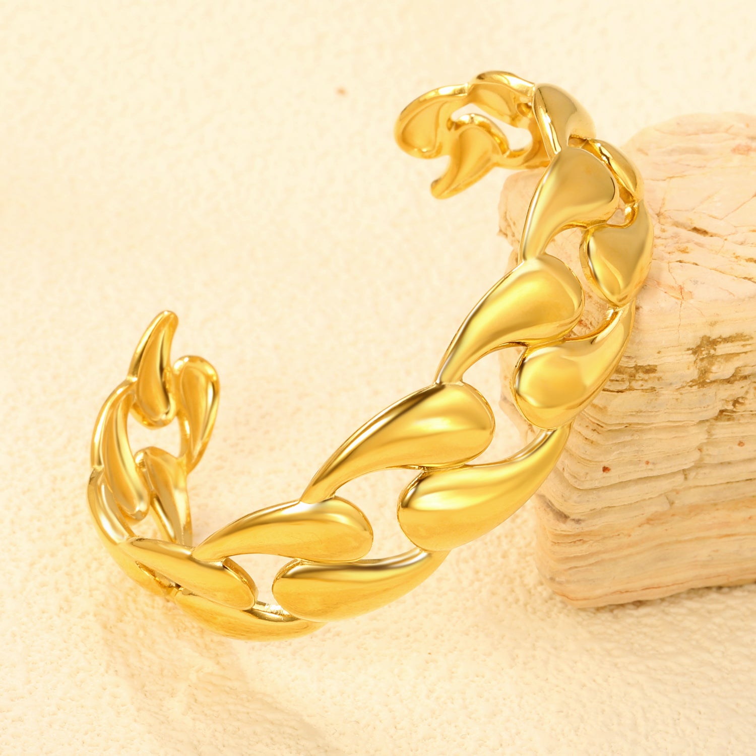 Chunky Curb Chain Gold Cuff Bracelet