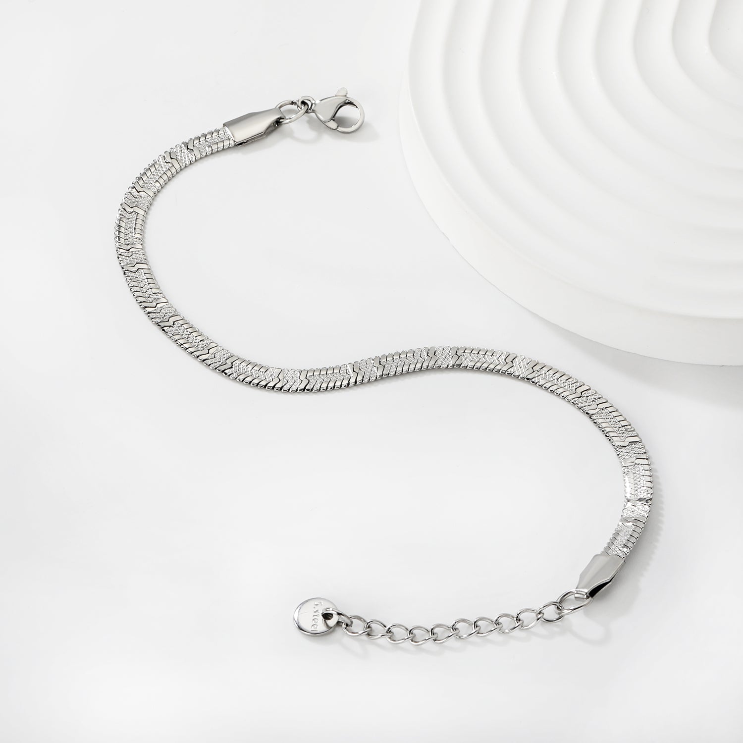 Silver Herringbone Bracelet - Anti-Tarnish Stainless Steel