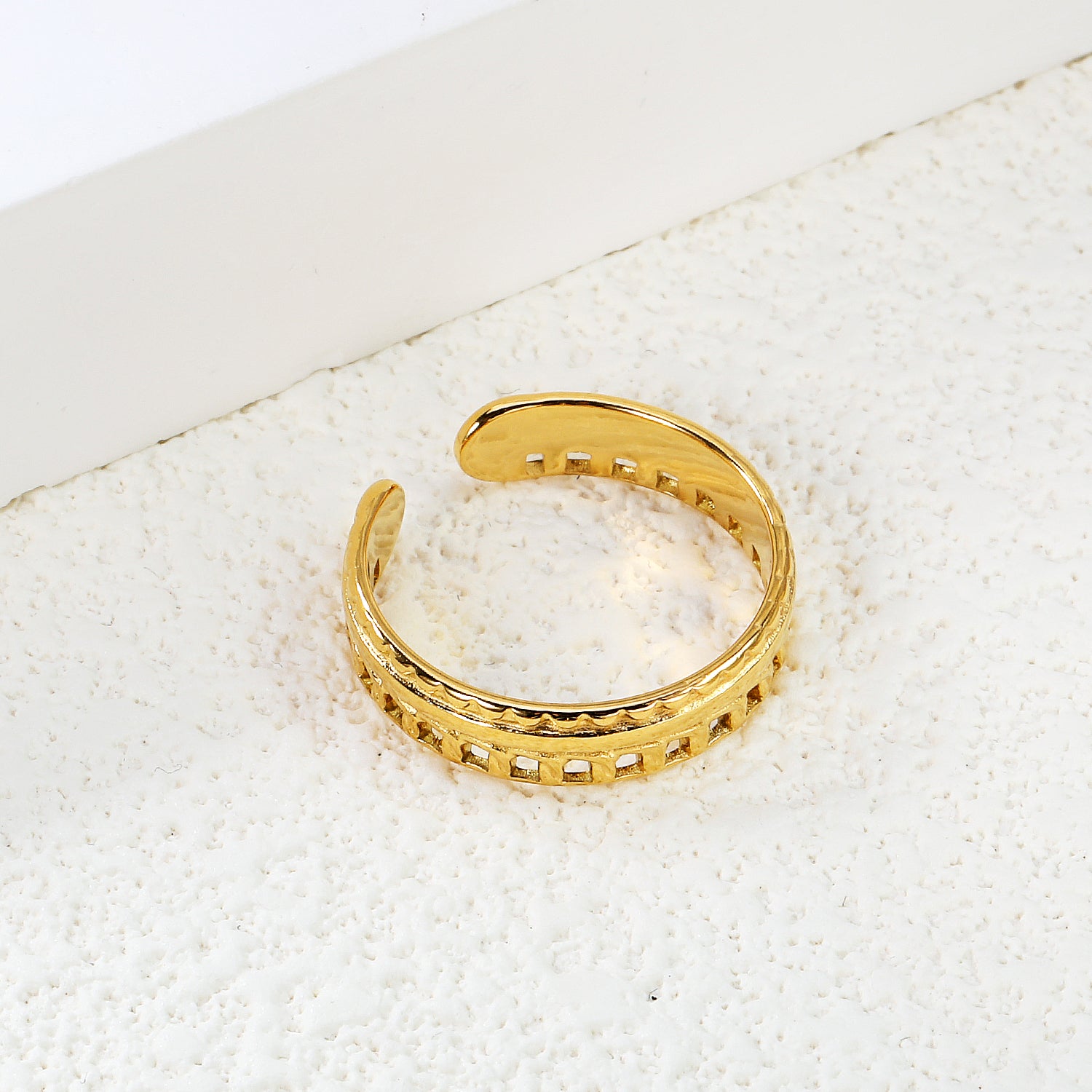 Intricate Pattern Gold Adjustable Ring