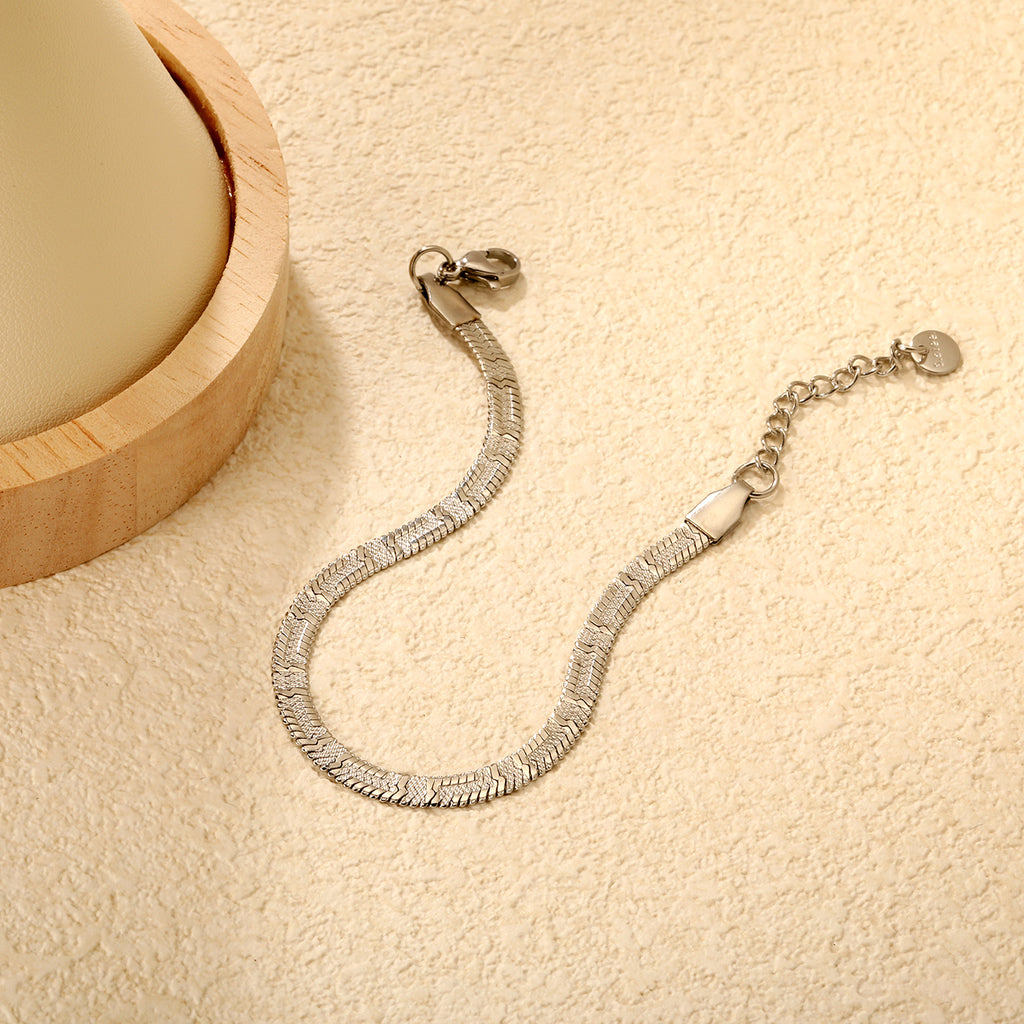 Silver Herringbone Bracelet - Anti-Tarnish Stainless Steel