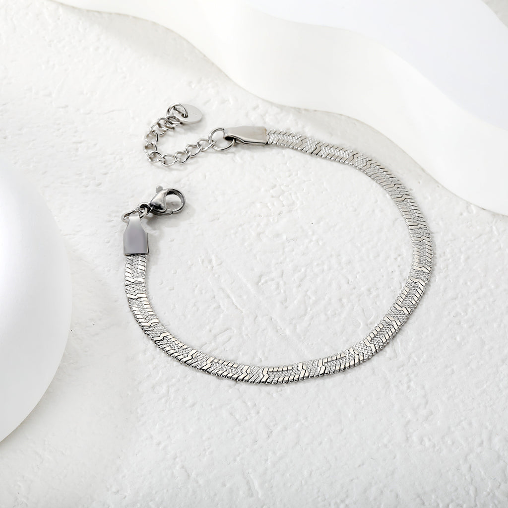 Silver Herringbone Bracelet - Anti-Tarnish Stainless Steel
