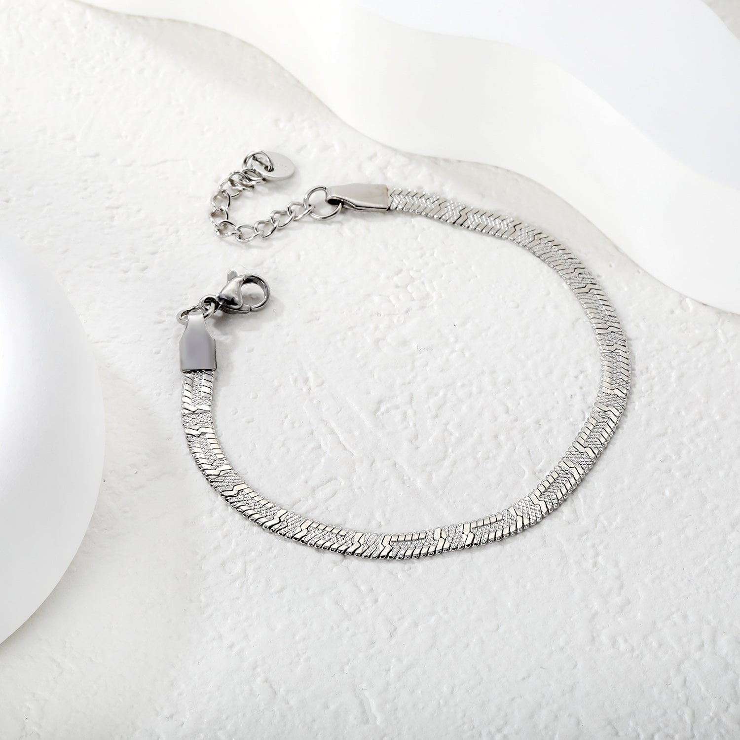 Silver Herringbone Bracelet - Anti-Tarnish Stainless Steel