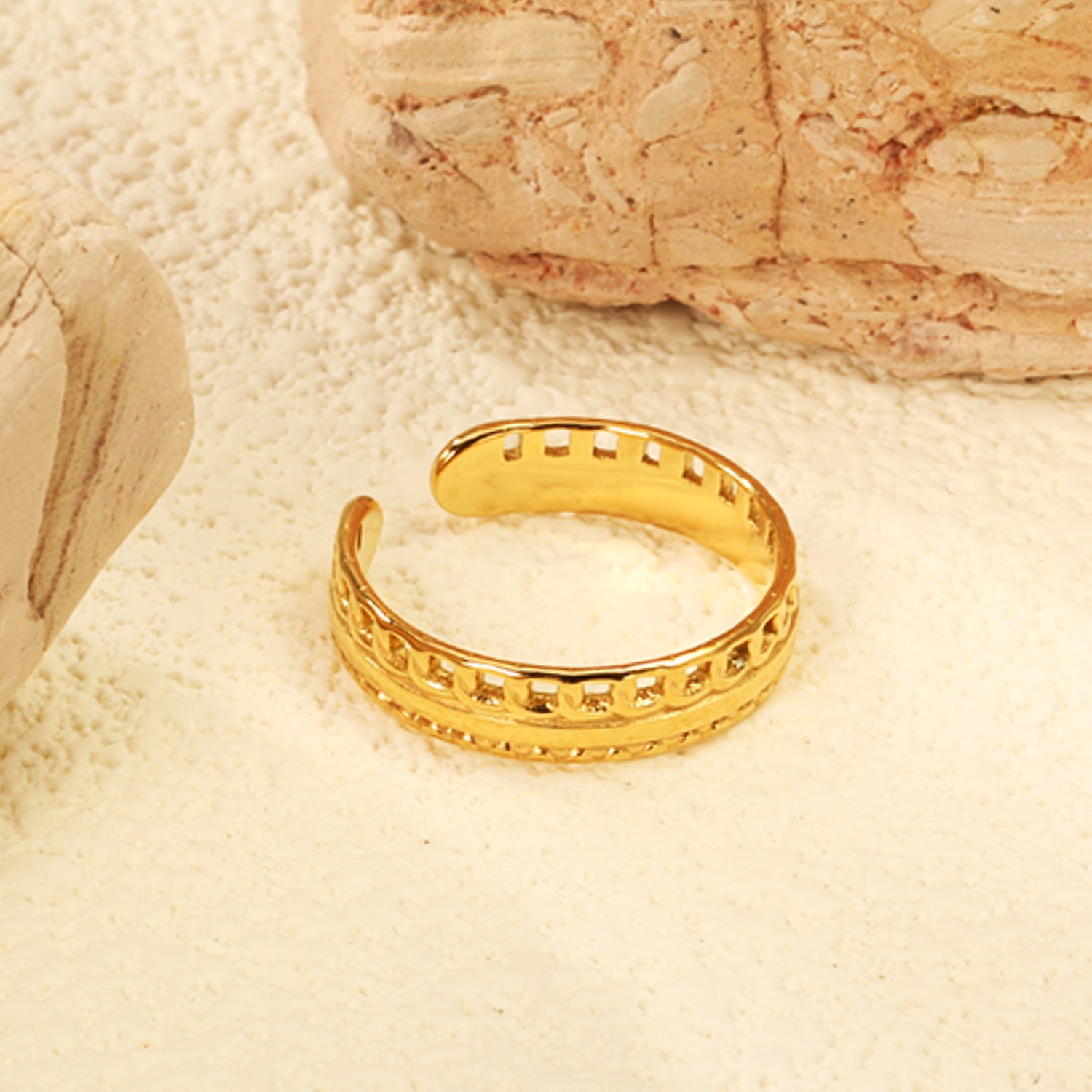 Intricate Pattern Gold Adjustable Ring