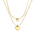 Layered Double Heart Pendant Necklace
