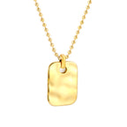 Hammered Gold Tag Pendant Necklace