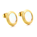 Oval Mother of Pearl Gold Stud Earrings