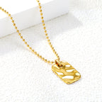 Hammered Gold Tag Pendant Necklace