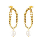 Ball Chain Hoop & Pearl Drop Earrings