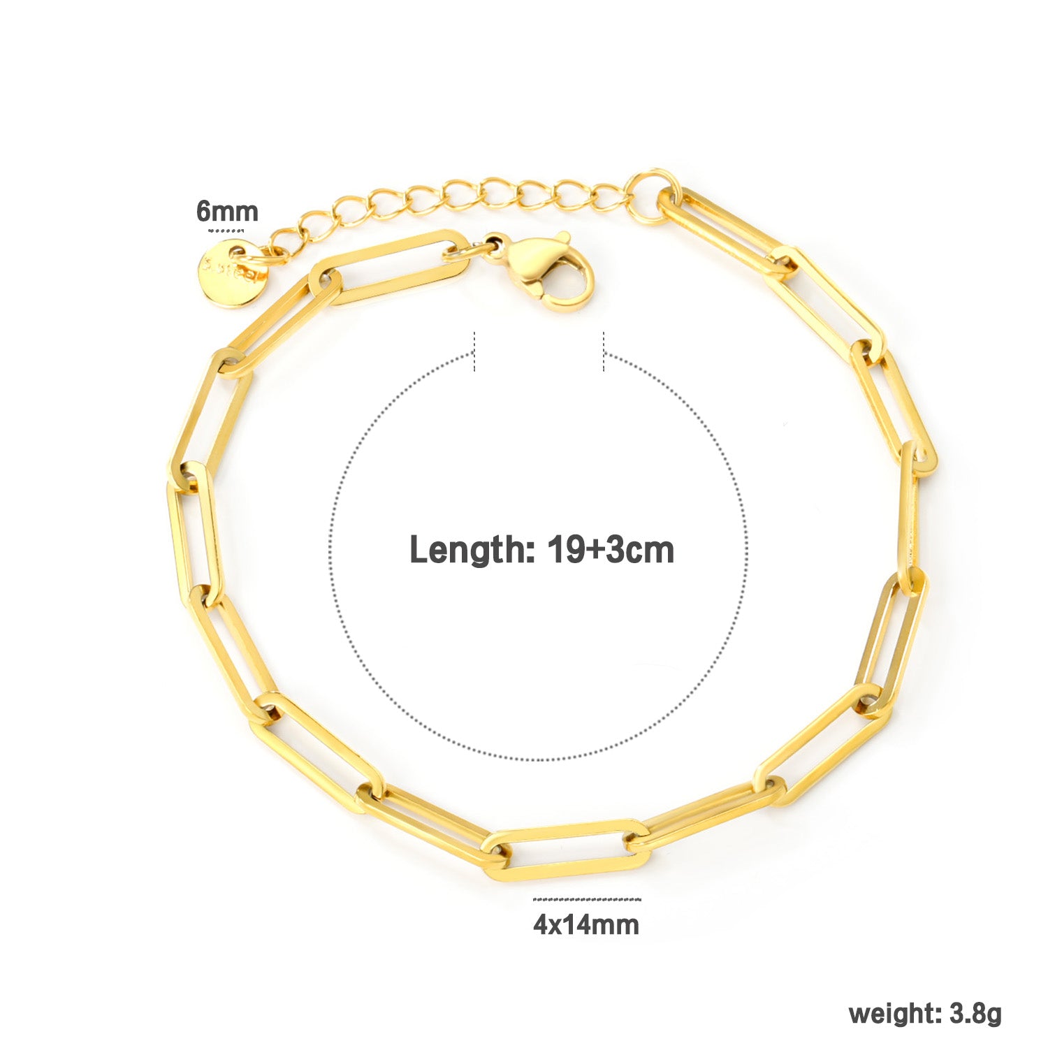 Gold Paperclip Chain Bracelet