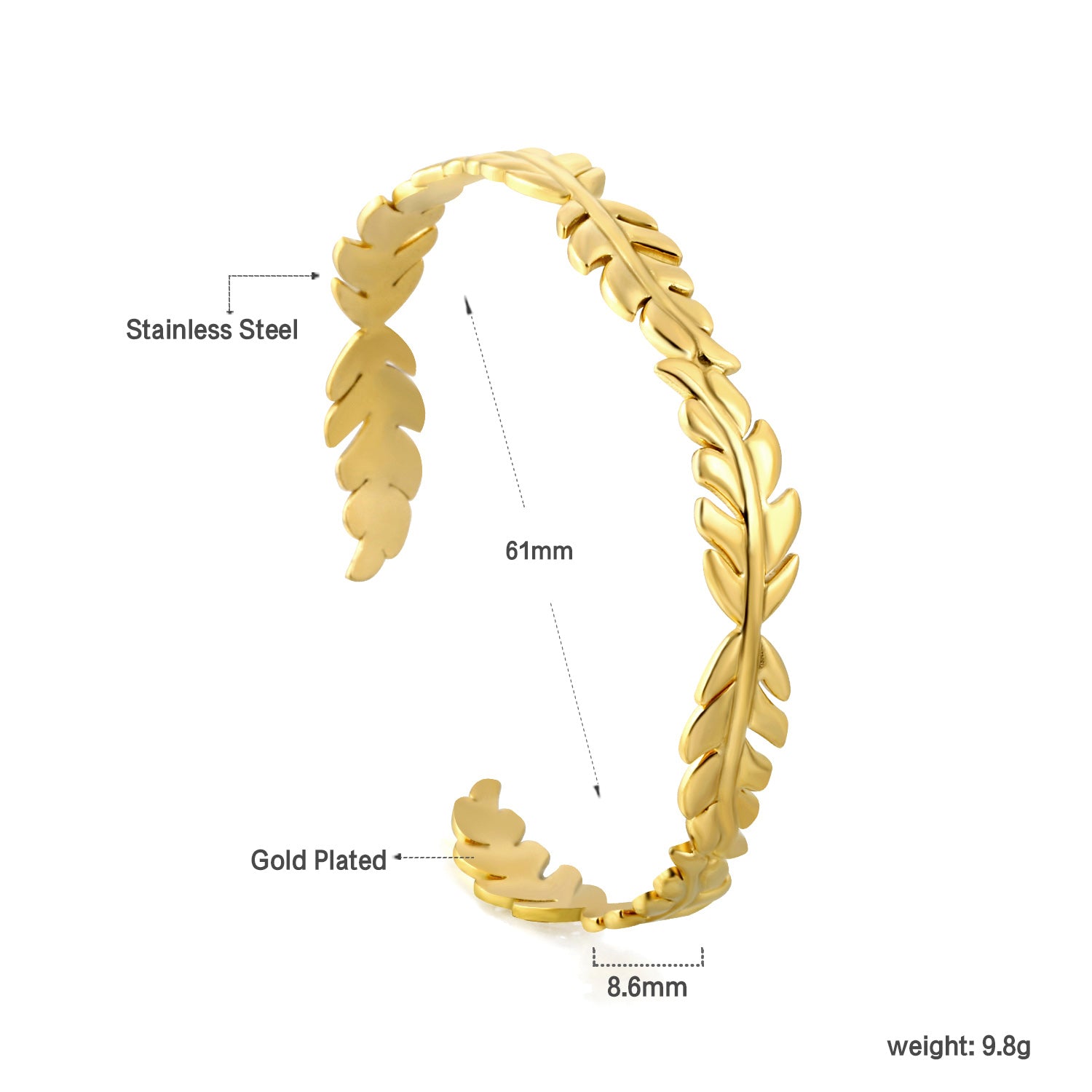 Gold Laurel Leaf Cuff Bracelet