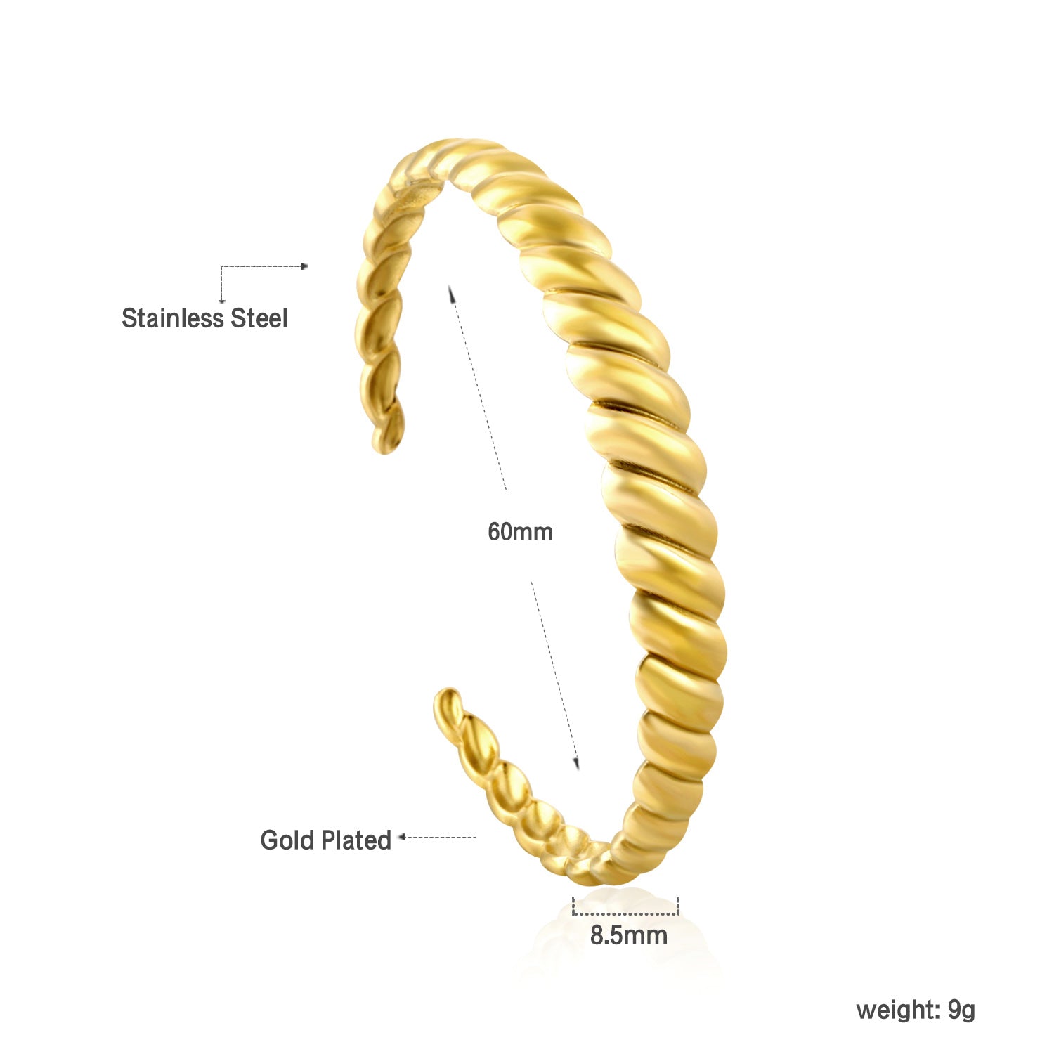 wisted Rope Gold Cuff Bracelet