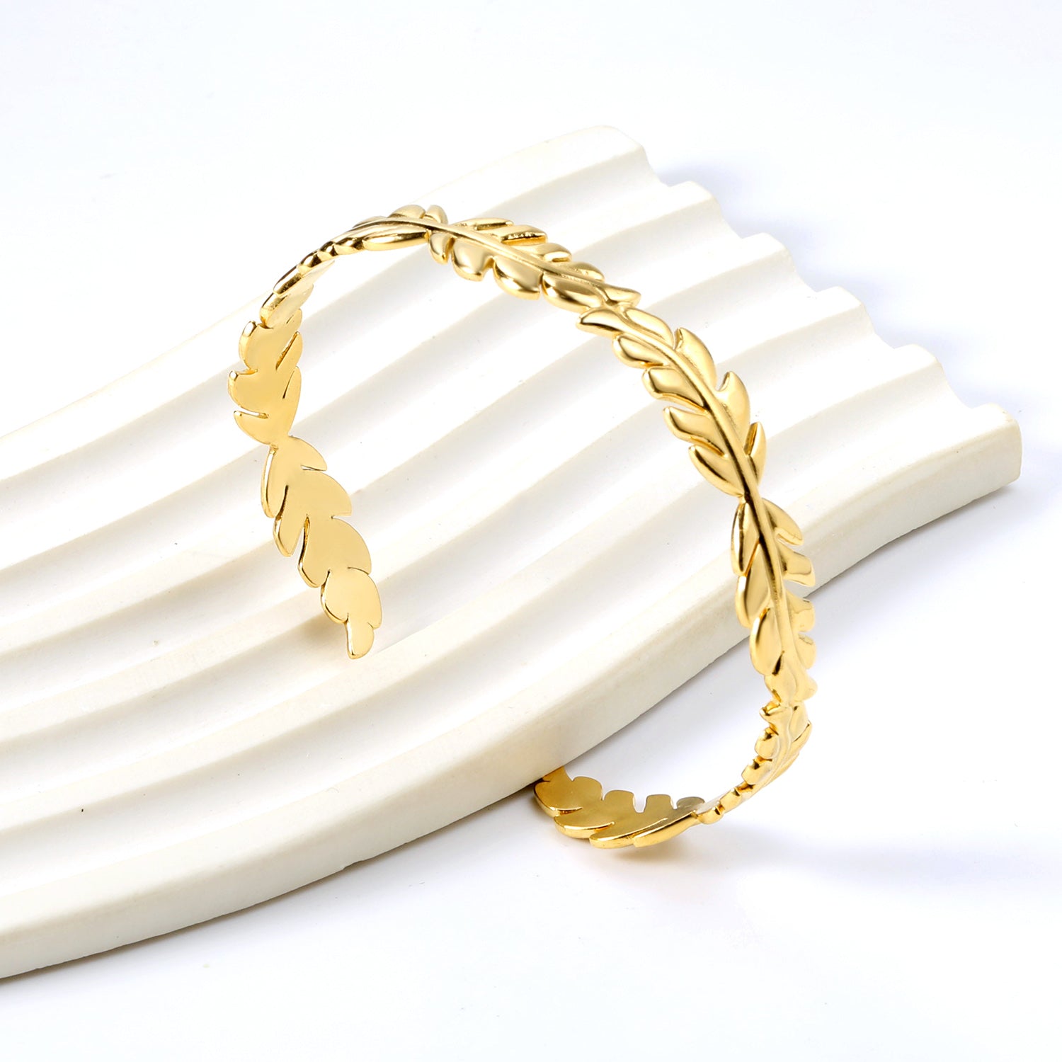 Gold Laurel Leaf Cuff Bracelet