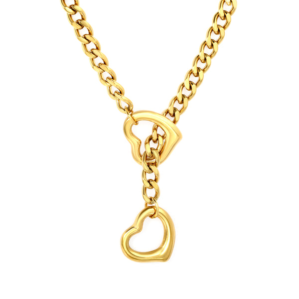 Gold Heart Lariat Y-Necklace