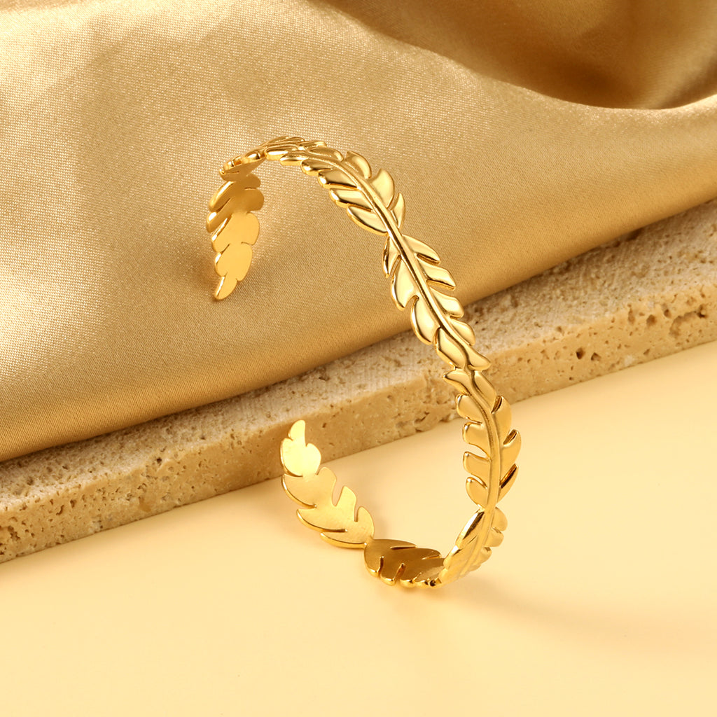 Gold Laurel Leaf Cuff Bracelet