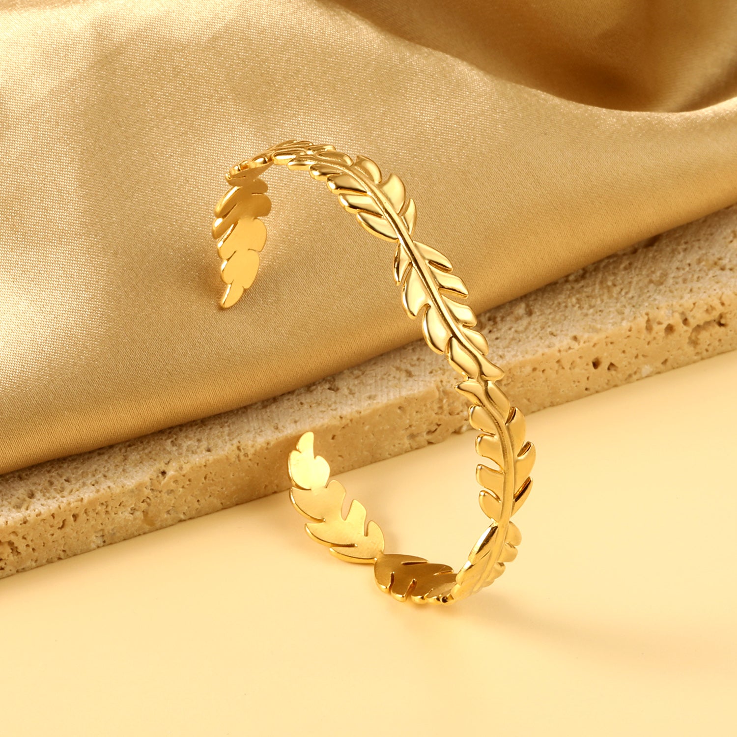 Gold Laurel Leaf Cuff Bracelet