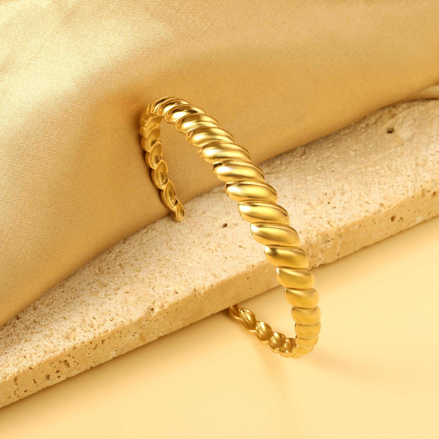 wisted Rope Gold Cuff Bracelet