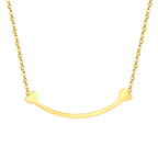 Dainty Gold Smile Bar Necklace with Heart Details
