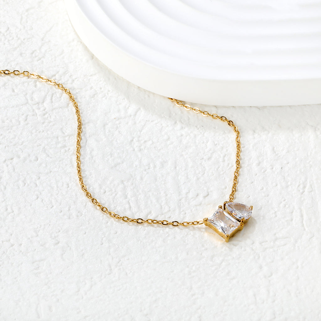 Two-Stone Crystal Pendant Necklace