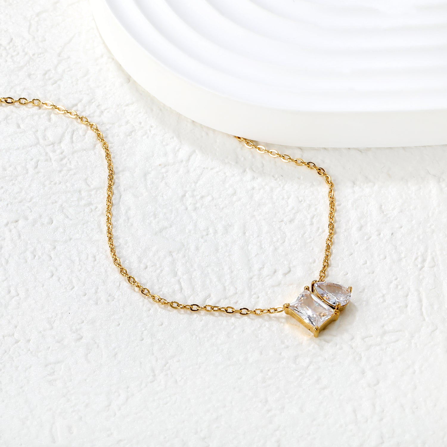 Two-Stone Crystal Pendant Necklace