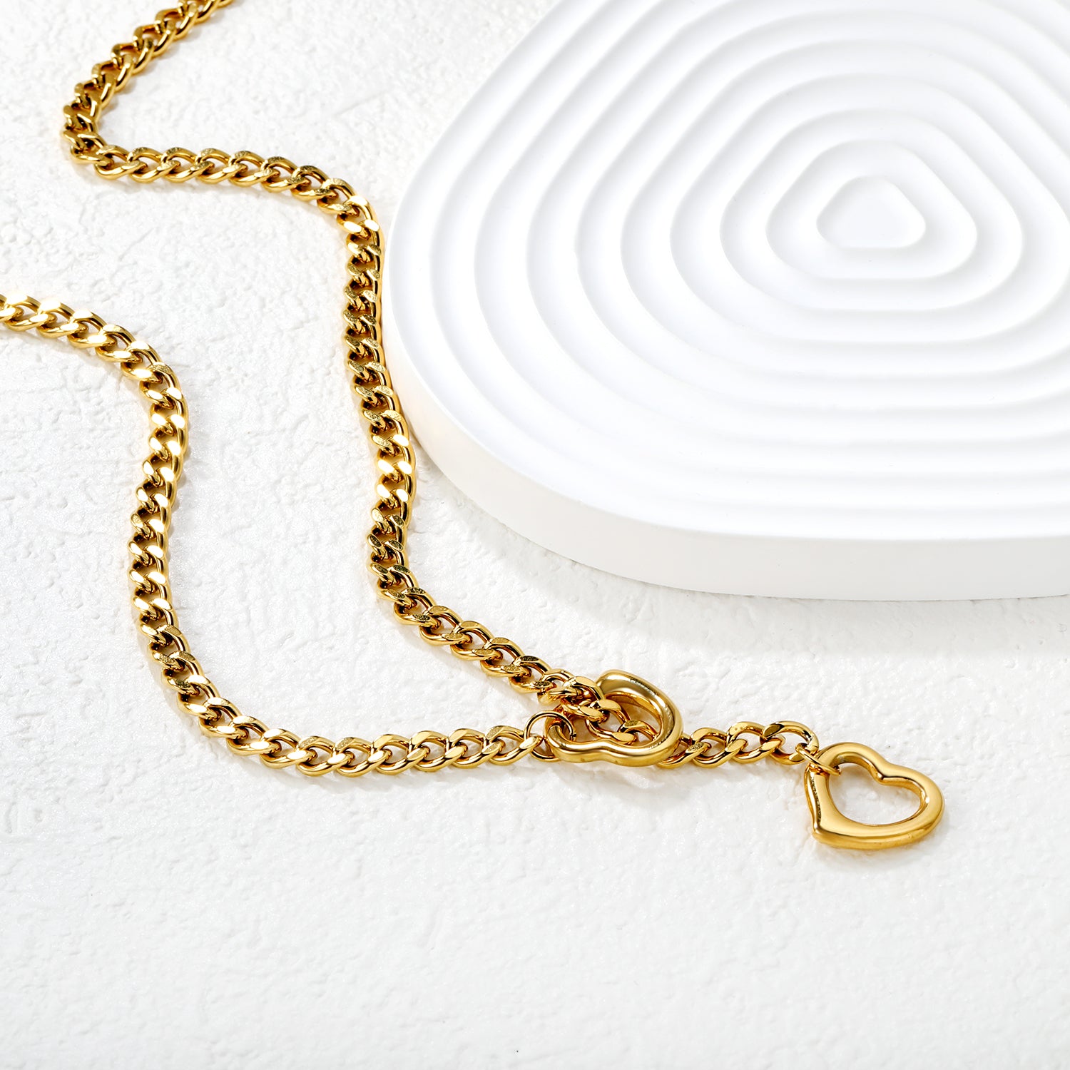 Gold Heart Lariat Y-Necklace