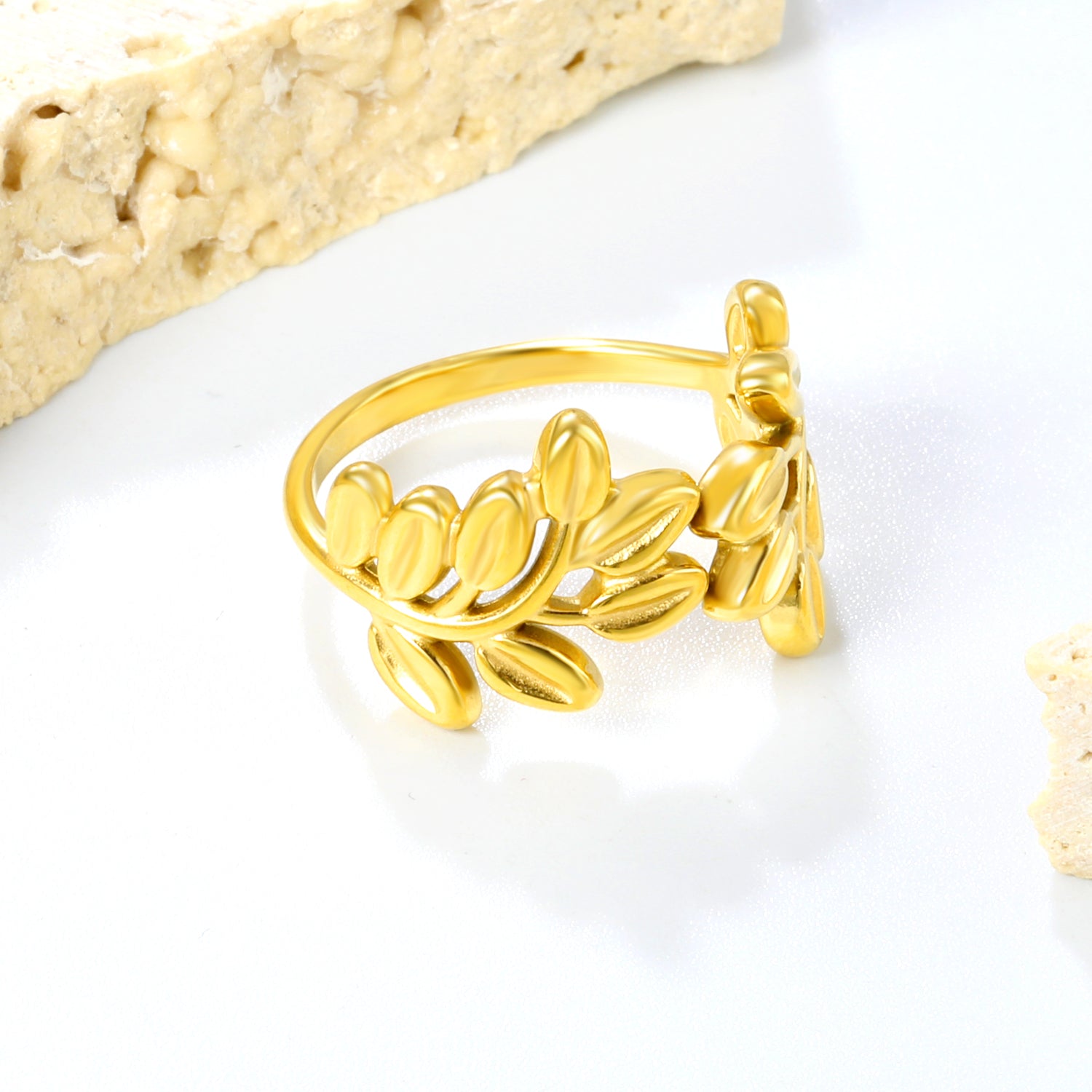 Dainty Leaf Branch Bypass Adjustable Ring