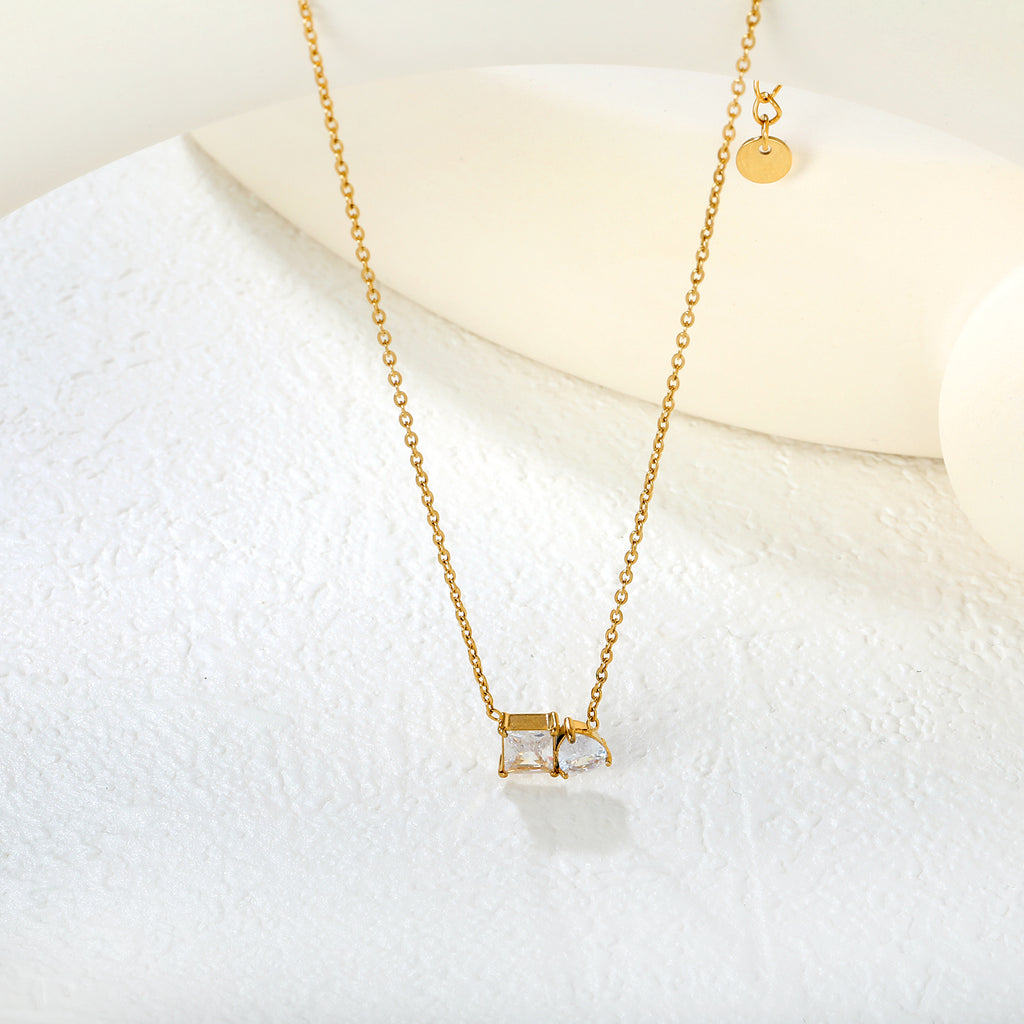 Two-Stone Crystal Pendant Necklace