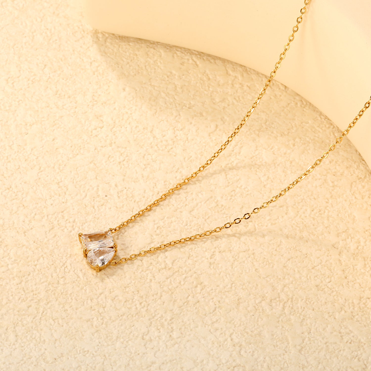 Two-Stone Crystal Pendant Necklace