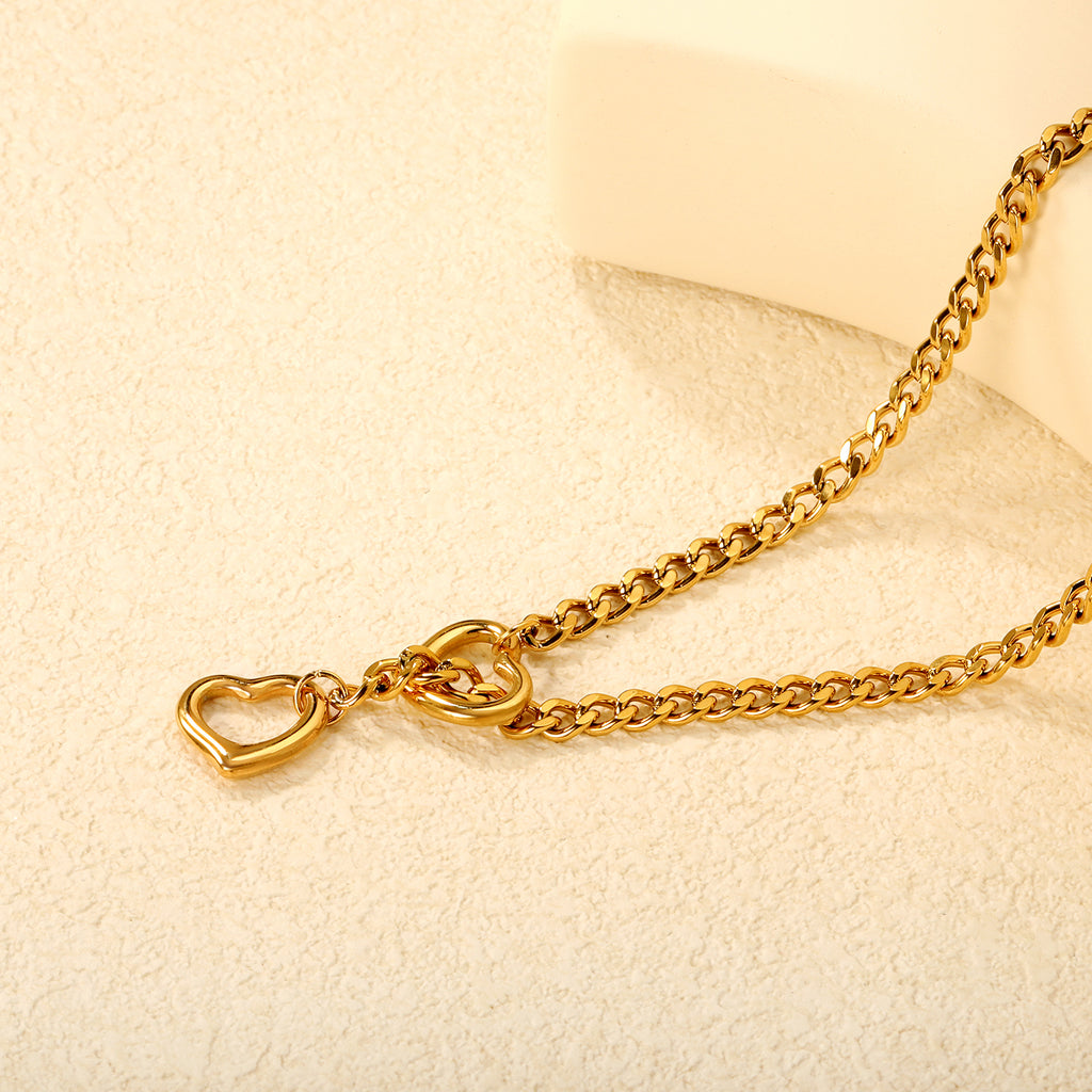 Gold Heart Lariat Y-Necklace